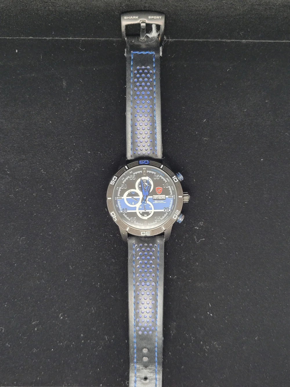 SHARK Sport Watch Black and Blue Chronograph - Japan Quartz Movement